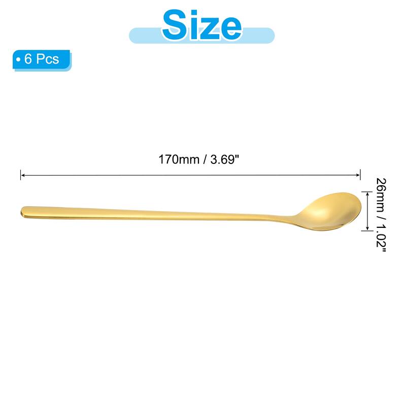 Long Handle Iced Tea Spoon, 6 Pcs 7" Stainless Steel Long Spoons