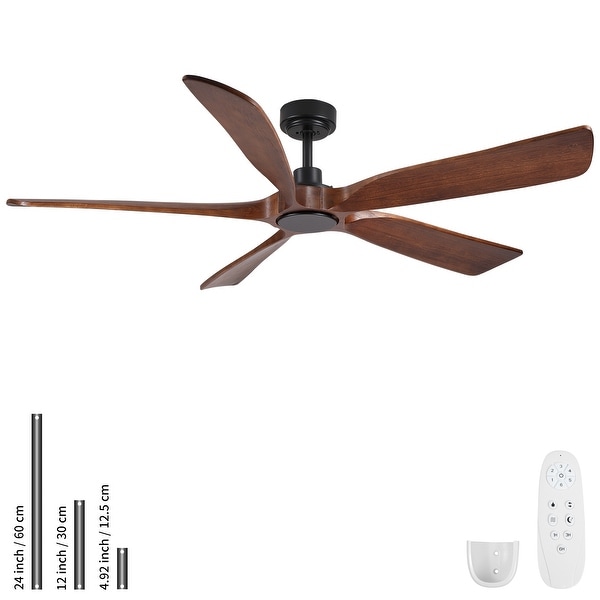 Shamshla 60 in. Indoor Farmhouse Brown Walnut Wood Ceiling Fan