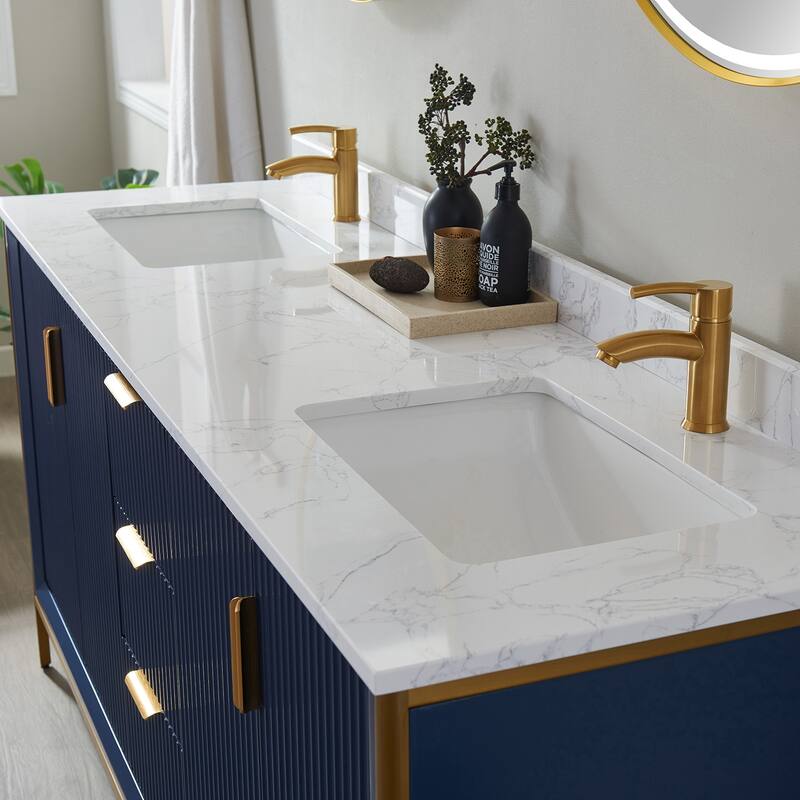 Granada 72" Vanity in Royal Blue with Countertop With Mirror