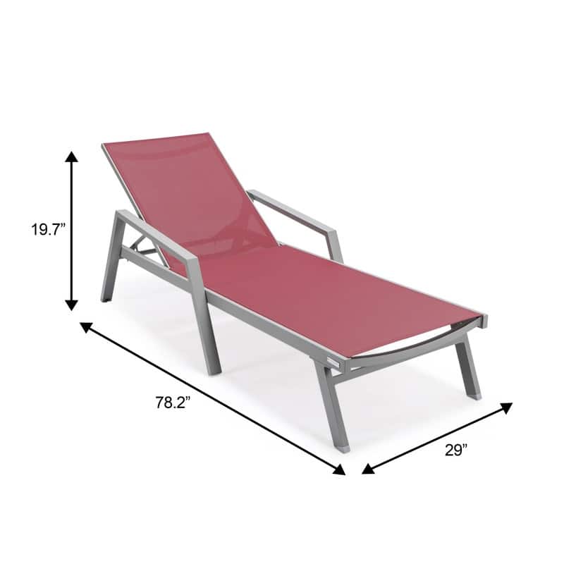 LeisureMod Set of 2 Stackable Beach Pool Sunbathing Chaise Loungers - Adjustable Outdoor Sun Lounge Chairs for Patio Backyard