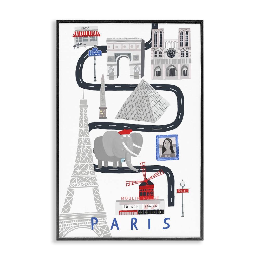 Stupell Paris Whimsical Travel City Framed Giclee Art Design By Carla Daly