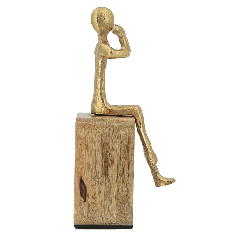 Musician Figure with Flute - 8.5" - Gold