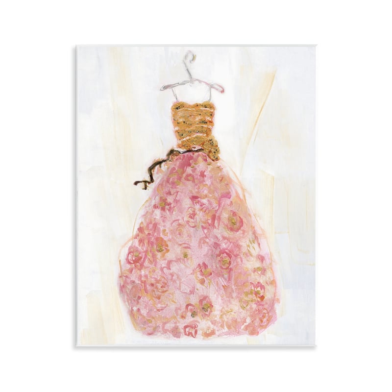 Stupell Classy Posh Pink Ball Gown Wall Plaque Art Design By Sally Swatland - 11 x 14