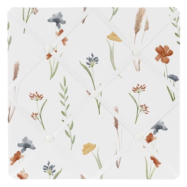 slide 2 of 3, Sweet Jojo Designs Boho Floral Garden Flower Girl 13in. Fabric Memory Photo Bulletin Board Watercolor Bohemian Farmhouse Vintage