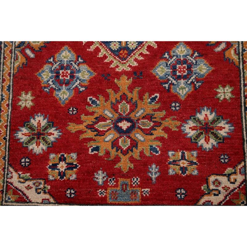 Red Kazak Accent Rug Hand-Knotted Traditional Oriental Wool Carpet - 3'3" x 4'9"