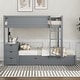 preview thumbnail 21 of 57, Full-Over-Full Bunk Bed with Twin size Trundle, Storage and Desk,with USB and 3 Plugs Gray