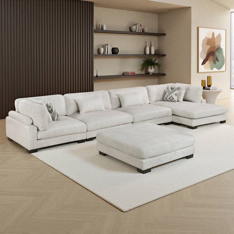 Fremont & Park Abbeville Microfiber 5-Piece Modular Sectional with Chaise and Ottoman