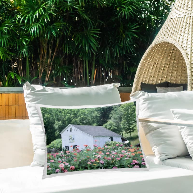 Stupell Countryside House in Garden Printed Outdoor Throw Pillow Design by Lori Deiter