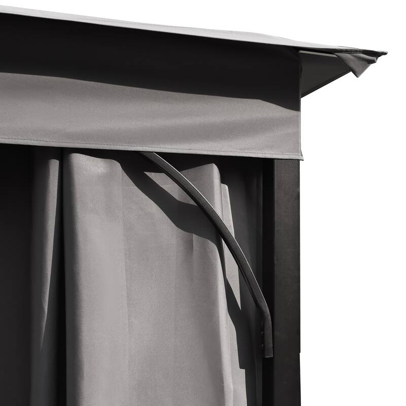 Outdoor Gazebo Tent with Double Roofs, Mosquito Netting & Privacy Screens
