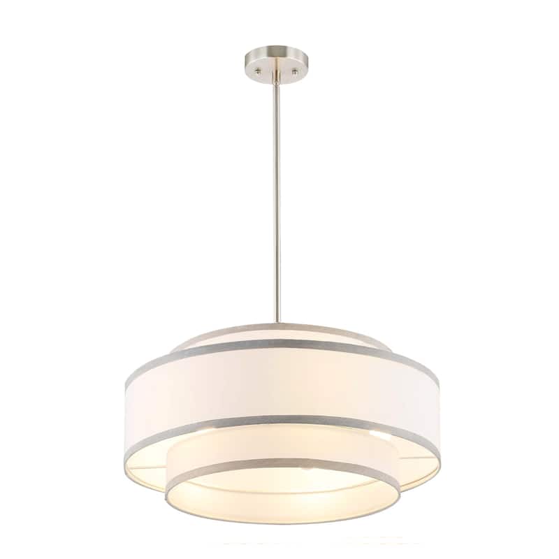GetLedel 18" Modern 4-Light Double Shaded Drum Chandelier