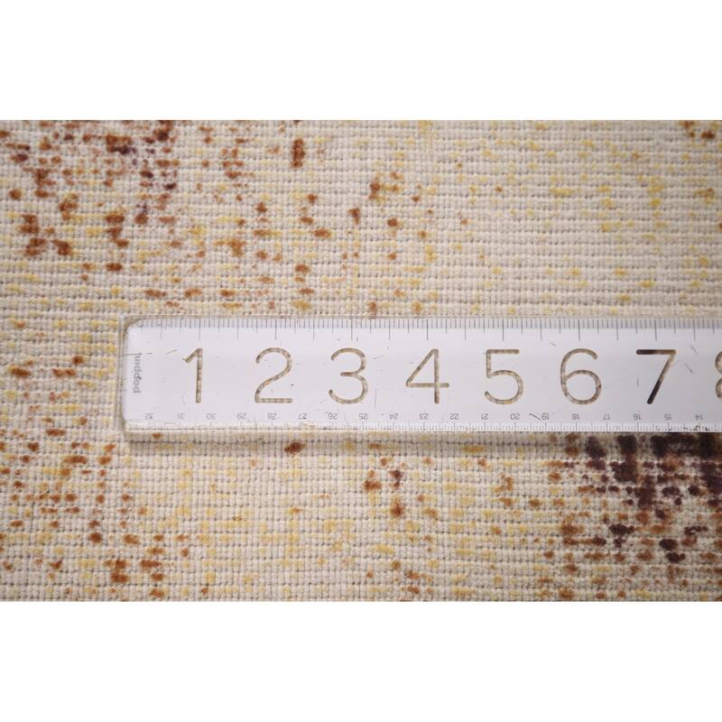 Yellow Abstract Oriental Area Rug Hand-Knotted Wool Carpet - 5'11"x 9'0"