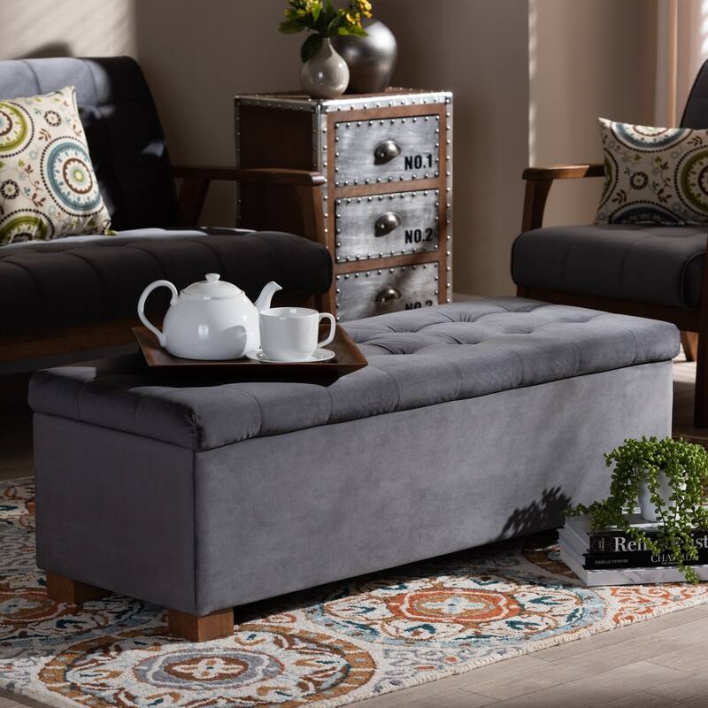 Carson Carrington Bahult Upholstered Grid-tufted Storage Ottoman Bench