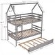 preview thumbnail 6 of 16, House and Chimney Design Pine Wood and MDF Twin over Twin House Bunk Bed with Trundle and Chimney Design