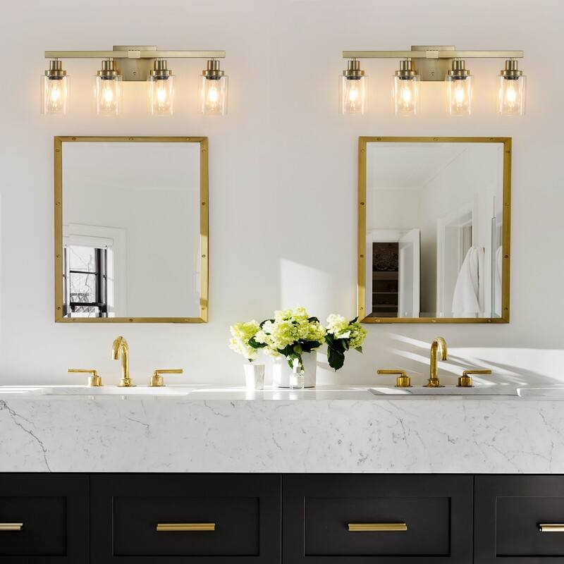 Bathroom Vanity Light With Clear Glass Shades For Vanity Mirror, Bathroom, Or Hallway