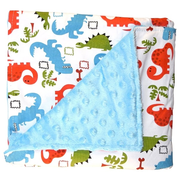 slide 2 of 4, Unique Baby Soft Textured Minky Dot Blanket, Dinosaur Blue