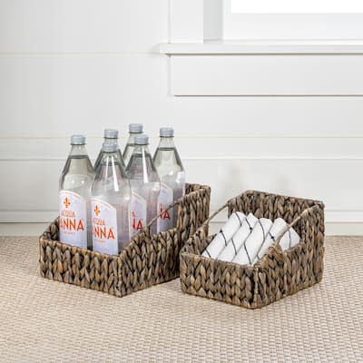 happimess Hyacinth Slanted Nesting Baskets with Handles (Set of 2)