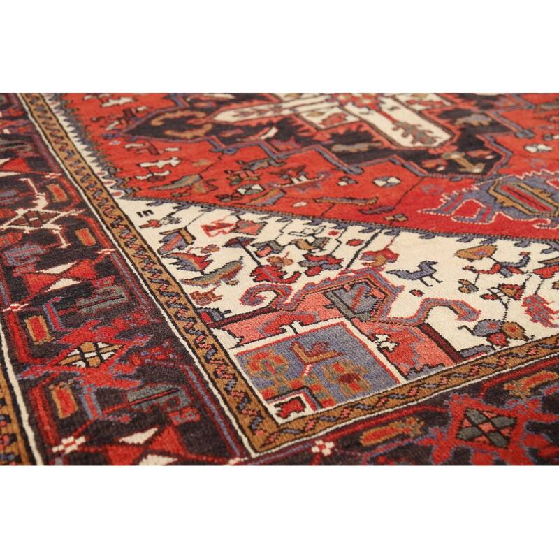 Geometric Heriz Persian Area Rug Handmade Wool Carpet - 5'0"x 6'3"
