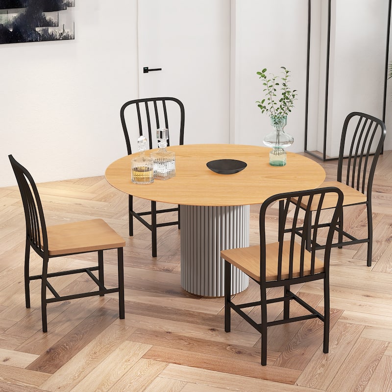 Gymax Dining Chair Set of 4 Armless Spindle Back Kitchen Chairs w/