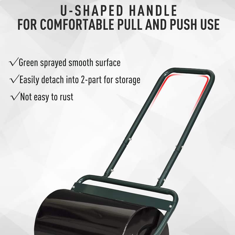 Outsunny 136.5 lbs Combo Push/Tow Lawn Roller Filled with 10 Gallons Sand or Water for the Garden, Φ12.5" x 19.75"