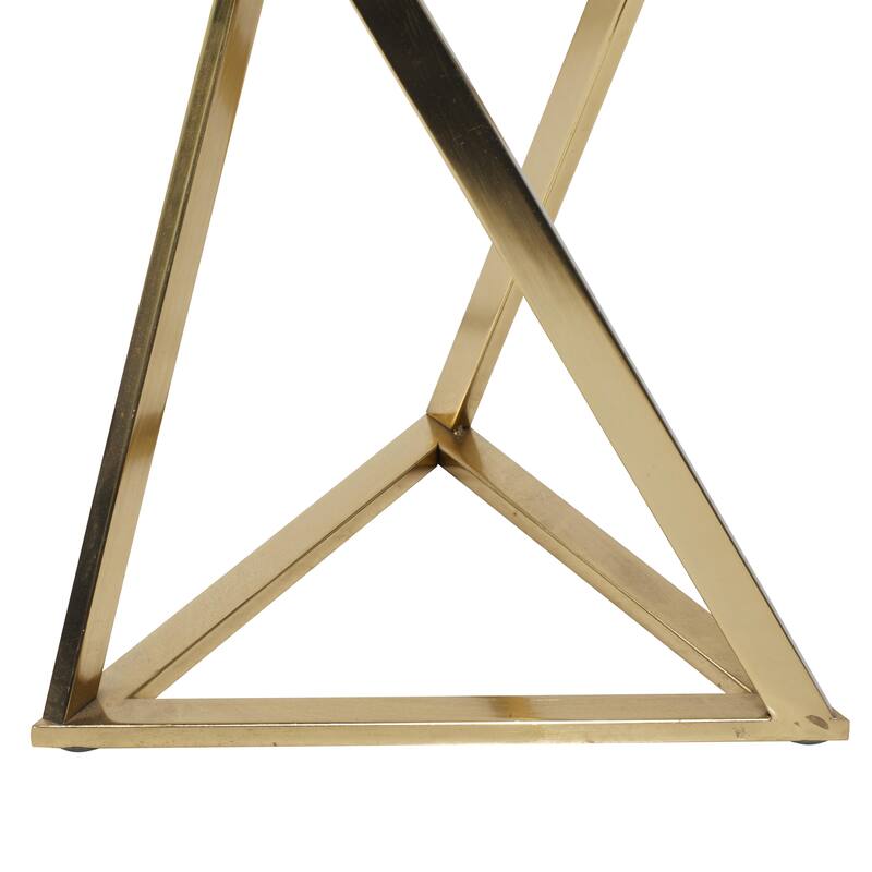 Metal Side End Accent Table with Marble Top - Set of 2 Gold - Roche River Decor