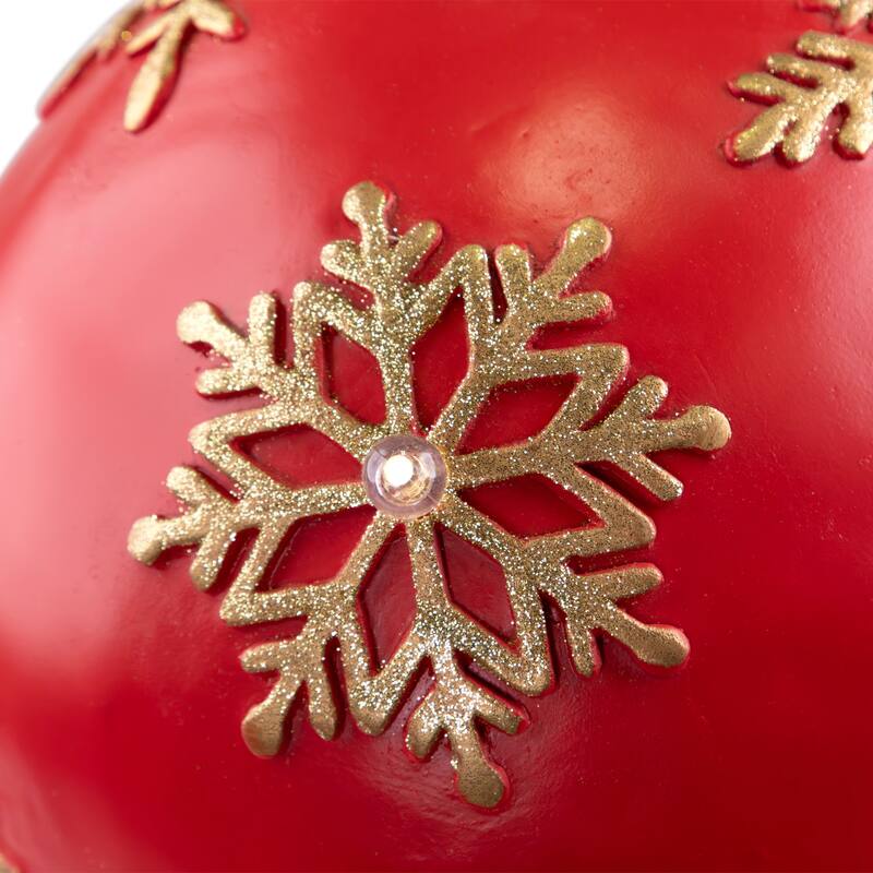 12-Inch Red Gold Large Christmas Ball Ornament Tabletop LED Decoration