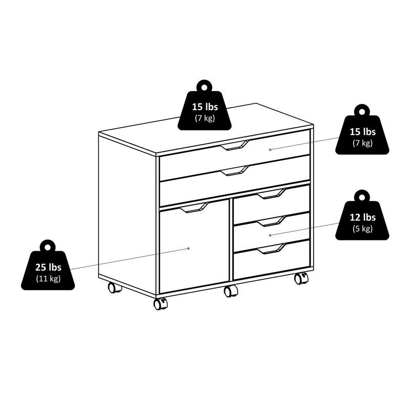 Halifax 3-Section Multi-Storage Mobile Cabinet Charcoal Finish