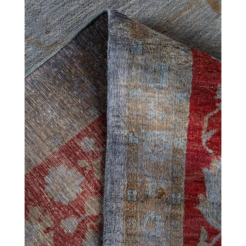 Overton Hand Knotted Wool Vintage Inspired Modern Contemporary Overdyed Gray Area Rug - 9' 1" x 12' 7"