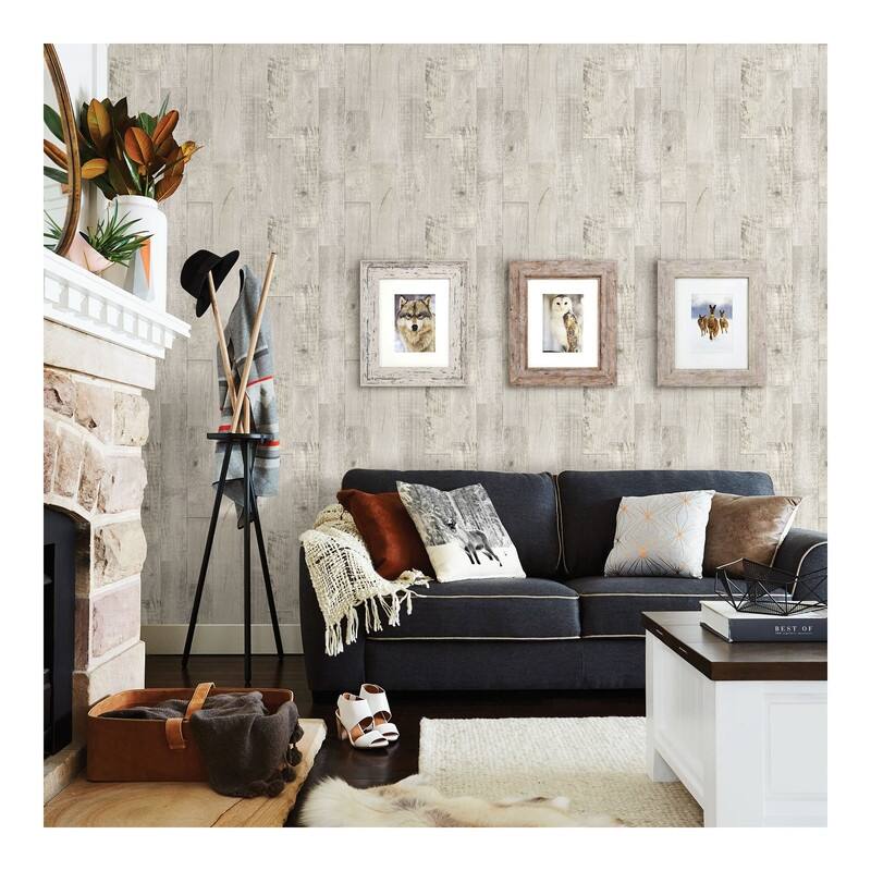 Chesapeake Chebacco Light Grey Wooden Planks Wallpaper - 20.5 x 396 x 0.025