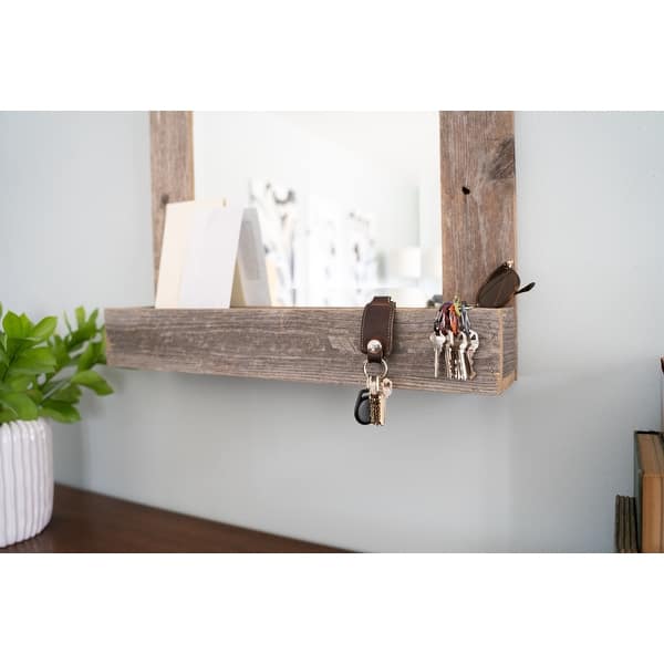 Rustic Weathered Gray Reclaimed Wood Plank Mirror With Shelf Rustic Weathered Gray Reclaimed Wood Plank Mirror With Shelf
