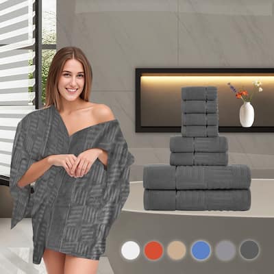 Luxury Jacquard 8 Piece Bath Towels Set