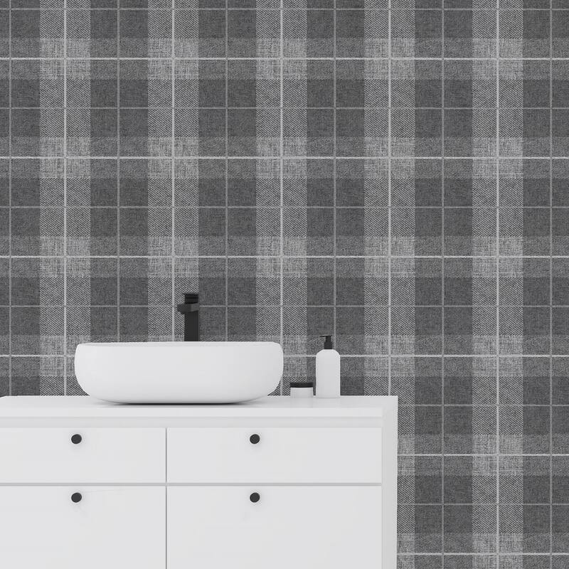 Arthouse Hector Charcoal Plaid Wallpaper