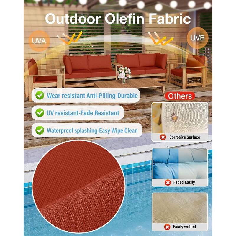 WINSOON 14 Piece Outdoor Furniture Replacement Cushions,Patio Seat Cushions