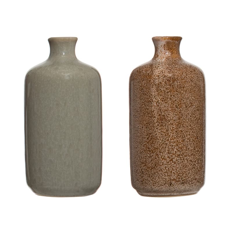 Stoneware Vases with Reactive Glaze Finish (Set of 8 Styles)