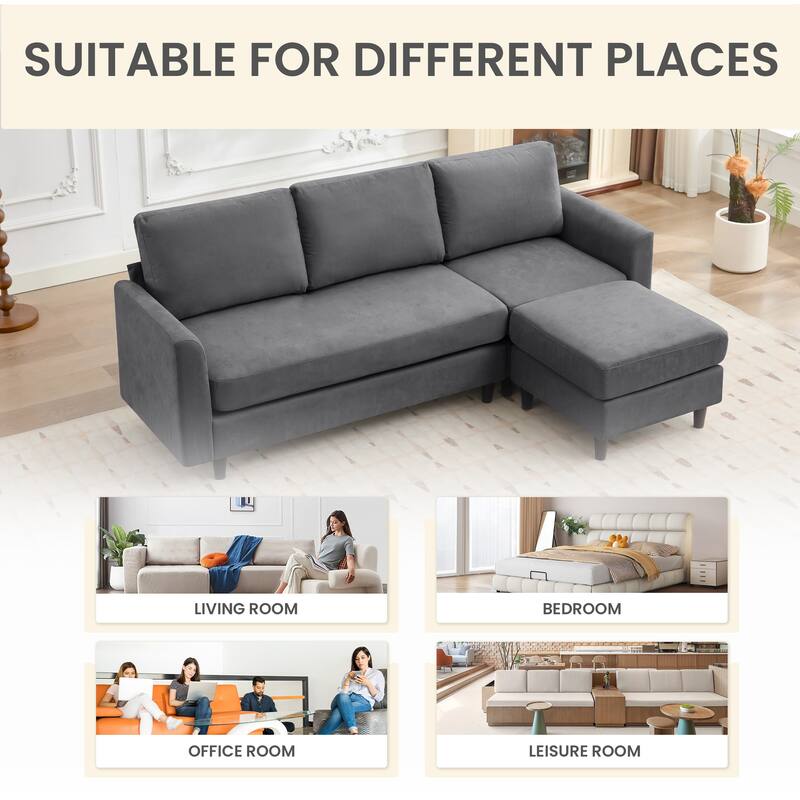 Snow Velvet Sectional Sofa
