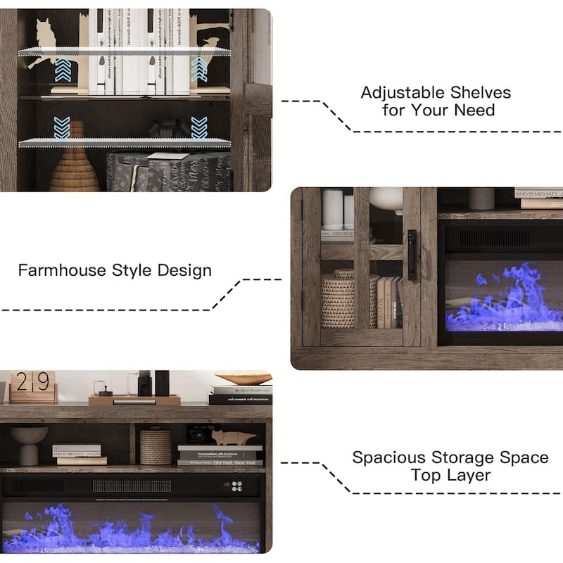 71" Electric Fireplace TV Stand with LED Lights