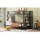 preview thumbnail 6 of 12, Twin over Full Metal Bunk Bed Frame with Built-in Open Wardrobe, Storage Staircase and Guardrails for Kids, Teens