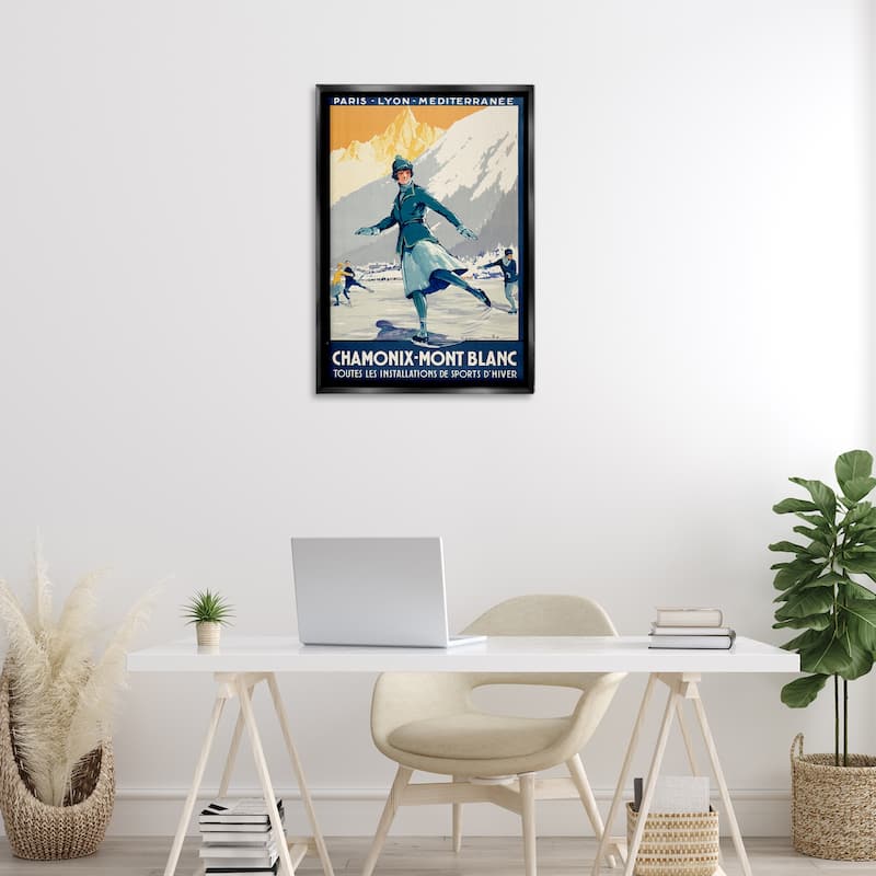 Stupell Vintage Ice Skating Advertisement Framed Floater Canvas Wall Art Design By Marcus Jules