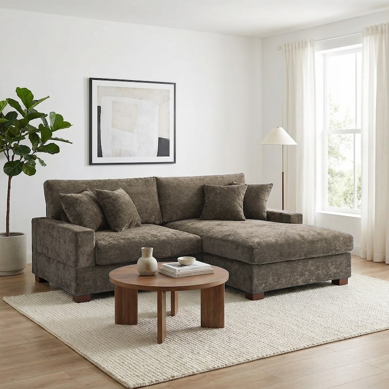 Modern Oversized Chenille Modular Sectional Sofa With Chaise
