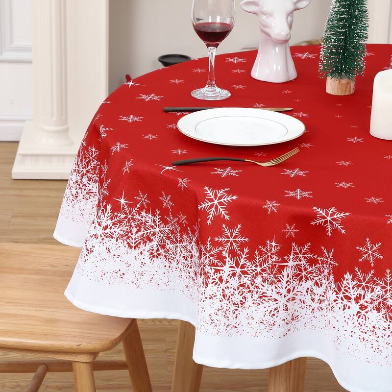 Christmas Tablecloth Snowflakes Xmas Decor for Round Tables