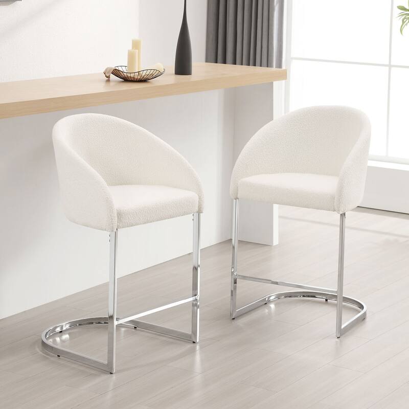 26" Fabric Upholstered Counter Height Bar Stools with Arms - 37" H x 22.4" W x 22" D