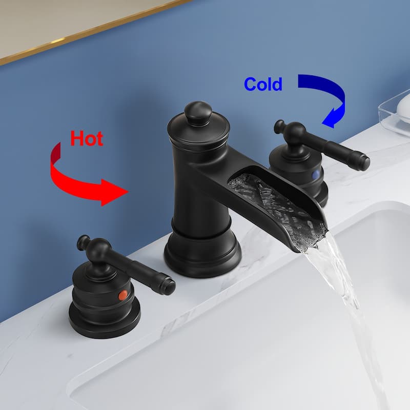 Topcraft Two Handle Waterfall Bathroom Faucet with Pop-Up Drainer