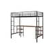 preview thumbnail 6 of 7, Black Steel Loft Bed with Table, Space-Saving
