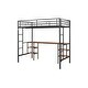 preview thumbnail 8 of 13, Black Twin Size Metal Loft Bed with Table, Shelves, Heavy-duty Sturdy Metal, Built-in Table, Safety Guardrail