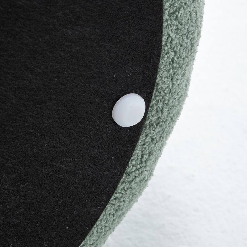 SEYNAR 25" Faux Sherpa Round Storage Ottoman - Large Cozy Bouclé Footrest Stool