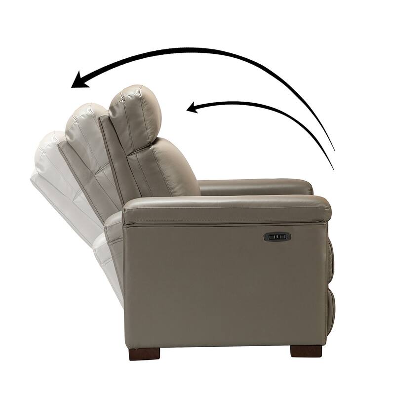 Alicia 34.65" Wide Contemporary Classic Genuine Leather Power Recliner With USB Port, Set of 2
