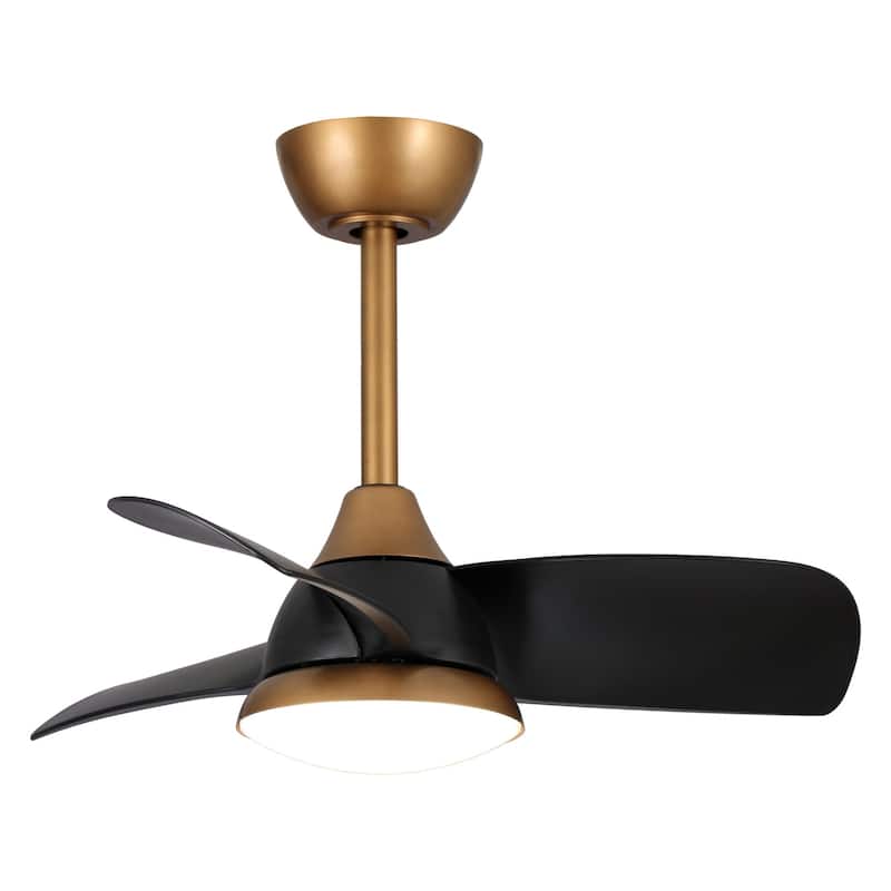 28" Black Modern Dimmable LED Ceiling Fan with Light and Remote
