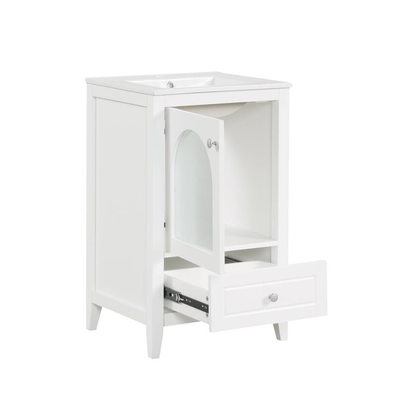 20 inch MDF Bathroom Vanity with Sink, Bathroom Cabinet with Soft Closing Glass Door