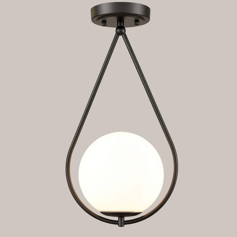 Sardignia Modern Flush Mount Ceiling Light w/ Globe Ivory Glass Shade