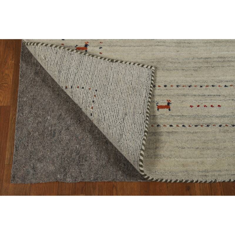 Little Animals Gabbeh Indian Area Rug Hand-Knotted Wool Carpet - 5'1" x 7'8"
