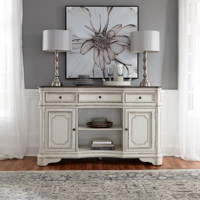 Magnolia Manor Antique White Weathered Bark Server